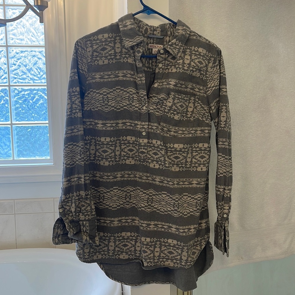 Merona long sleeve half bottom down shirt.